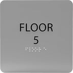Grey w/Black ADA Floor 5 Sign by ADACentralSigns
