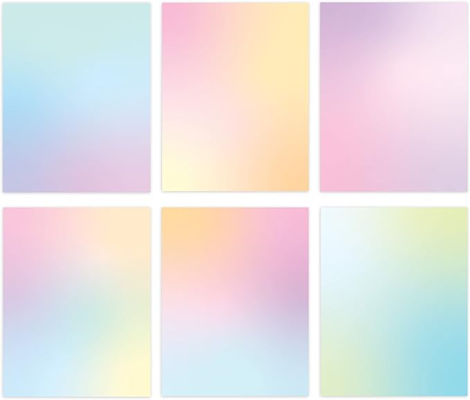 Pastel Gradient Paper Stationery, Aesthetic Paper 8.5 x 11 Inches, 60 Sheets by THiNKABLE