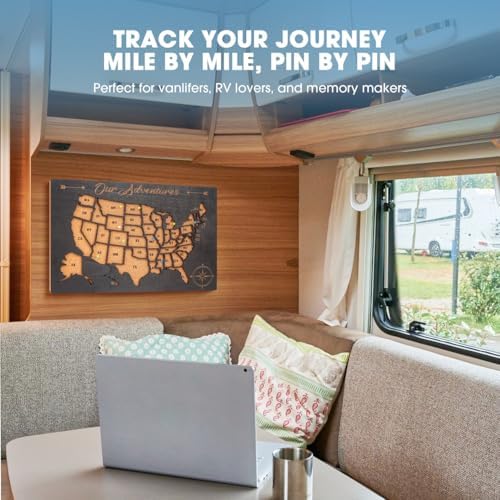 Luoyadee USA Cork Board Travel Map with 100 Push Pins & Display Stand
