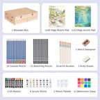 tmol 85 piece deluxe wooden art supplies, art shown in use