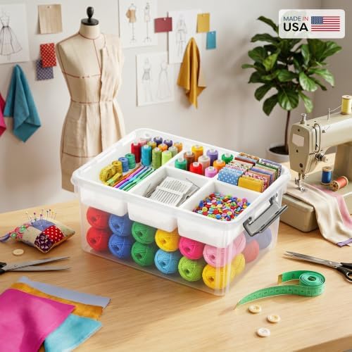17qt 2packs clear craft organizers and storage with on a desk or shelf