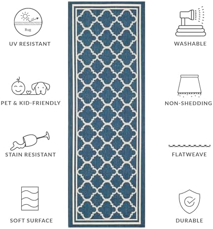 safavieh courtyard collection 2'3" x 6'7" navy/beige cy6918, side view