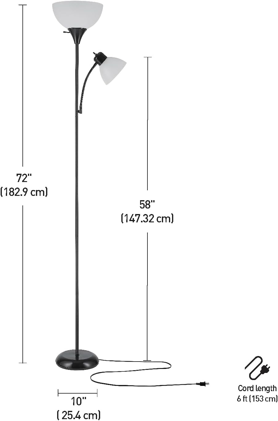 globe electric 67135 72" floor lamp with adjustable on a desk or shelf