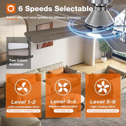 addlon 42 inch nickel low profile ceiling fans, side view