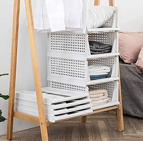 yazi 5 Pack Large Plastic Stackable Closet Storage Boxes