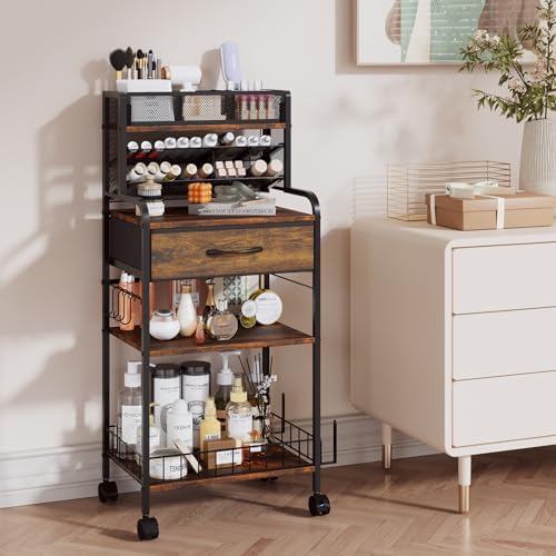 homsorout art cart, 3 tier rolling cart, side view