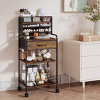 homsorout art cart, 3 tier rolling cart, side view