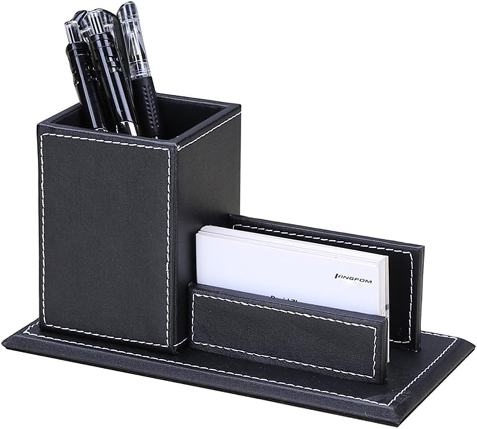 kingfom 5pcs desk organizer and accessories set, pu showing dimensions