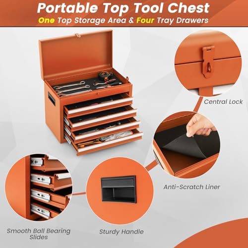 dreamade 5-drawer tool chest combo, rolling tool cabinet showing dimensions