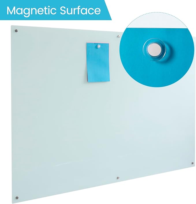 Magnetic Glass Dry Erase WhiteBoard 72"x48", Frosted Surface Glass White Board - Image 3