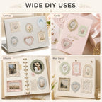 50 Pcs Vintage Embossed Frame Stickers for Scrapbooking - Aesthetic Retro Photo Frame Decals for DIY Journals, Phone Cases, Laptops, Water Bottles & Gifts