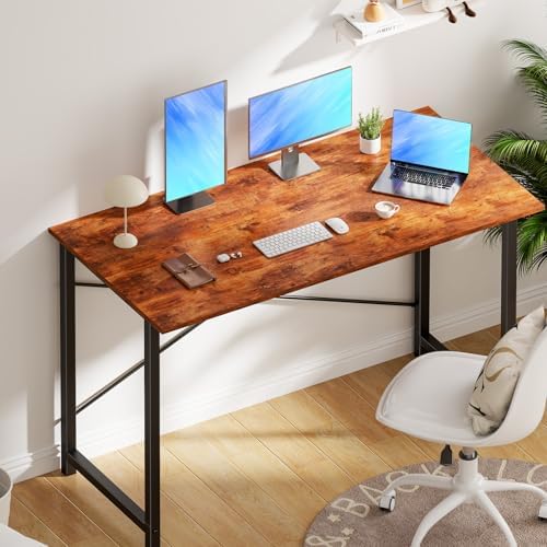 OLIXIS Computer Desk, Home Office Desk, Study Table 47 Inch | Gaming Writing Work Station, Metal Frame Sturdy Durable, Easy Assembly Bedroom, Simple Rustic Style