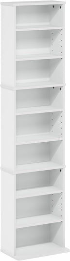 Furinno Jaya DVD Shelf, 9-Shelf Tall Narrow CD Rack, Media Shelf - Image 5