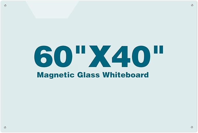 Glass Magnetic Dry Erase Board 60"x40" Frameless Wall Mounted Glass Whiteboard by JYYPWB