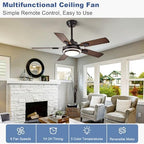 depuley 42-inch ceiling fan with light: walnut ceiling shown in use