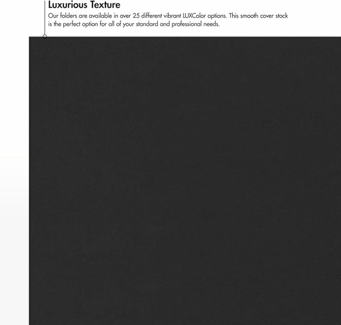LUXPaper 9" x 12" Presentation Folders | Two Pocket | Midnight Black | 100lb. - Image 4