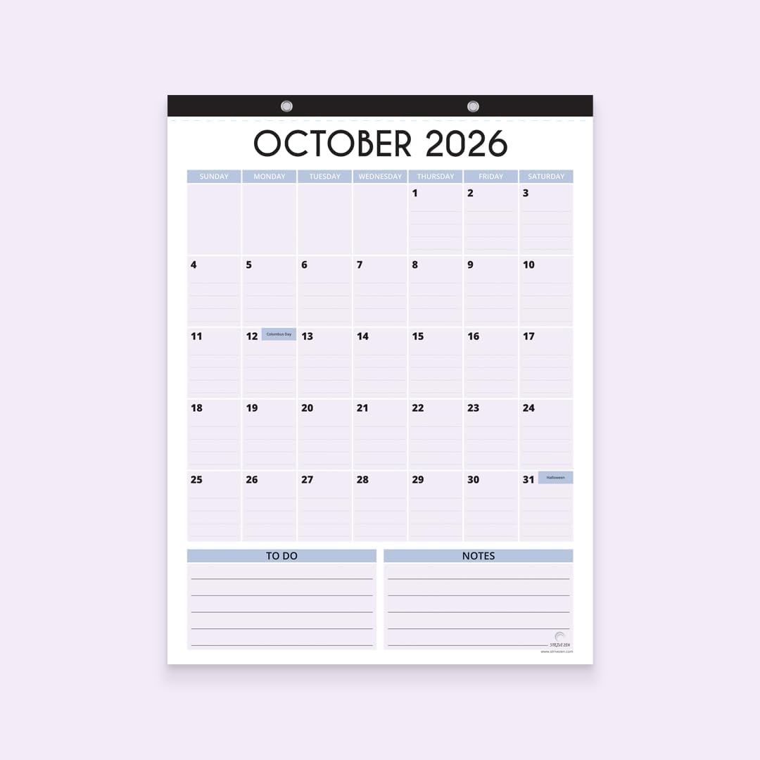 Fridge Calendar 2026-2027 for Refrigerator by StriveZen, 12x16 Inches, Large, Monthly, Magnetic, Vertical, July 26 - December 27, Academic, Space for Notes, To Do