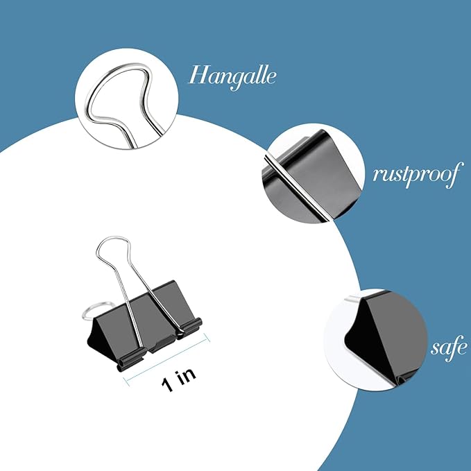 Ufmarine Small Binder Clips 1 Inch Length, Small Paper Clips - Image 3