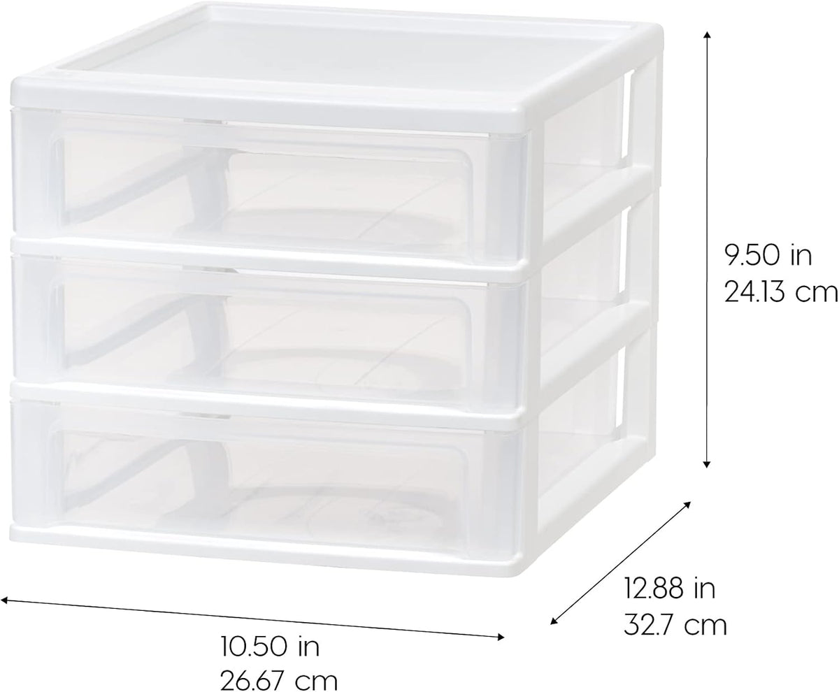 iris usa 2-pack, 3-drawer medium plastic stacking desktop, close-up detail