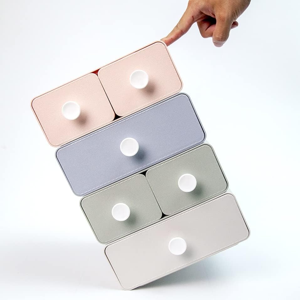 livinbox Desktop Storage Organiser w/ 3 Drawers, Stackable Plastic Organiser ...