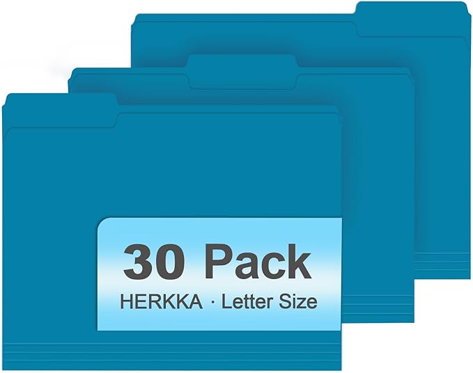 File Folder, HERKKA 30 Pack 1/3 Cut Tab File Folders, File Folders Great by HERKKA