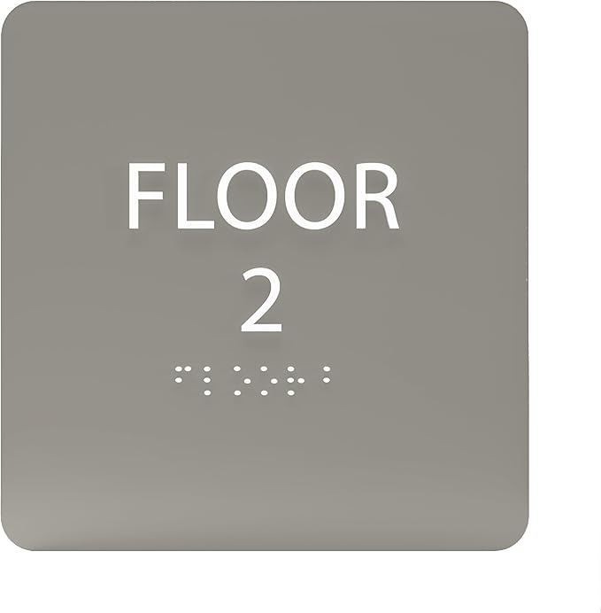 Clean Grey ADA Floor 2 Sign by ADACentralSigns