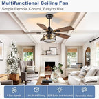 depuley 42-inch ceiling fans with lights: caged ceiling shown in use