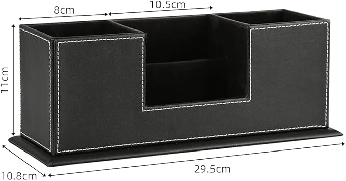 KINGFOM Office Supplies Desk Organizer PU Leather Storage Box 4 Divided - Image 3