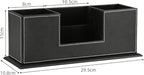 KINGFOM Office Supplies Desk Organizer PU Leather Storage Box 4 Divided - Image 3