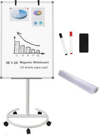 BIBOC Mobile Dry Erase Board – 36x24 inches Magnetic Portable Whiteboard Stand by BIBOCOFFIC