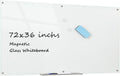 Glass Whiteboard Magnetic Dry Erase Board 6' x 3', Large Frameless Glass White