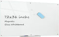 Glass Whiteboard Magnetic Dry Erase Board 6' x 3', Large Frameless Glass White by Kaimashi