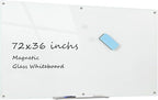 Glass Whiteboard Magnetic Dry Erase Board 6' x 3', Large Frameless Glass White by Kaimashi