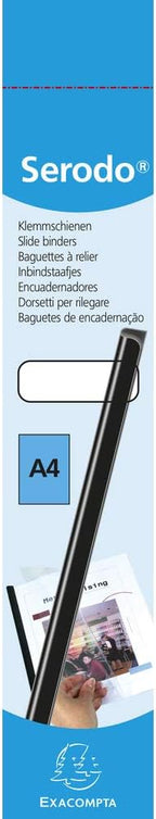 Exacompta - Ref 129780E - Serodo Slide Binders (Box of 25) - 297mm Length x 12mm Wide, Suitable for Use with A4 Documents, Holds Approx. 120 Sheets - Clear