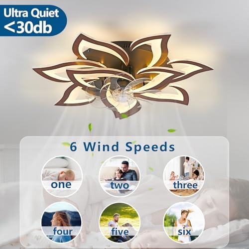 modern ceiling fan with lights remote control, 32" on a desk or shelf
