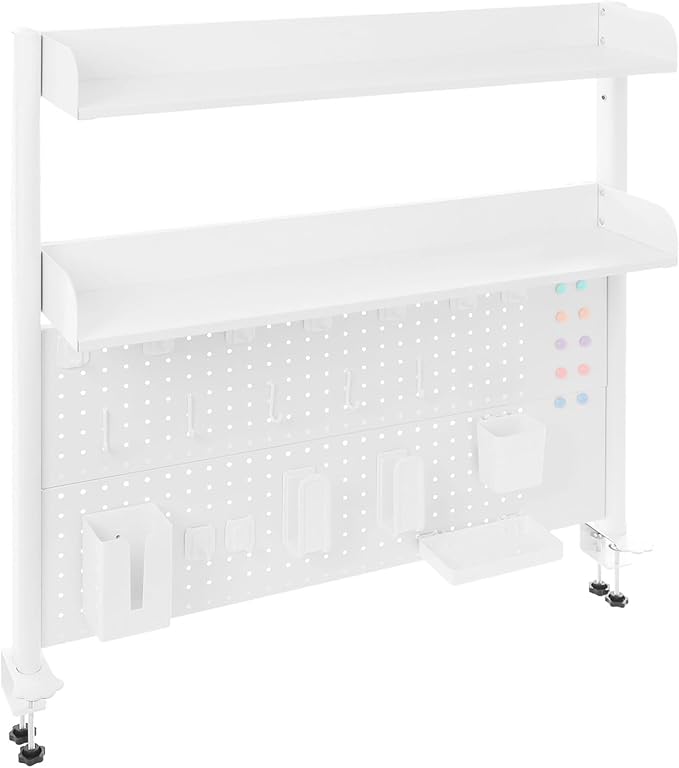 Dlinanta Clamp-On Pegboard Desk Organizer, 2-Tier Clamp On Desk Shelf - Image 6