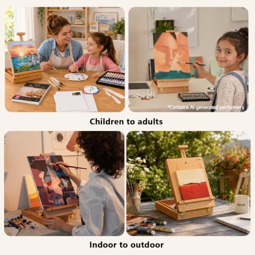 djar tabletop sketchbox art easel for painting, solid on a desk or shelf