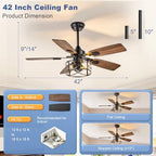 depuley 42-inch ceiling fans with lights: caged ceiling on a desk or shelf