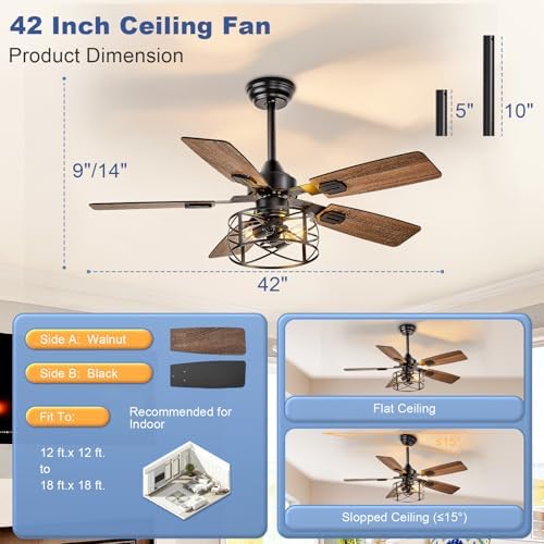 depuley 42-inch ceiling fans with lights: caged ceiling on a desk or shelf