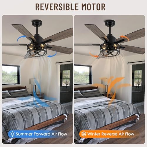 52" farmhouse ceiling fan with lights and remote, package contents