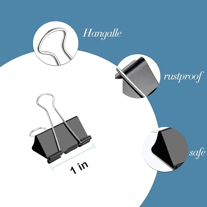 Ufmarine Small Binder Clips 1 Inch Length, Small Paper Clips - Image 3