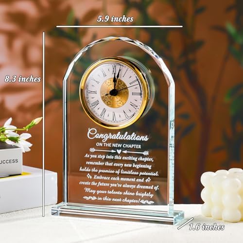 Movdyka Congratulation Gifts for Women Men, New Job Promotion Crystal Clock | Congratulation Gifts for Women Men, Congrats on New Job Promotion Gift for Coworkers Leader Employee, Crystal Plaque Decor