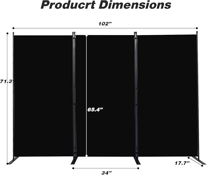 CHOSENM Room Divider, 3 Panel Folding Privacy Screens - Image 2