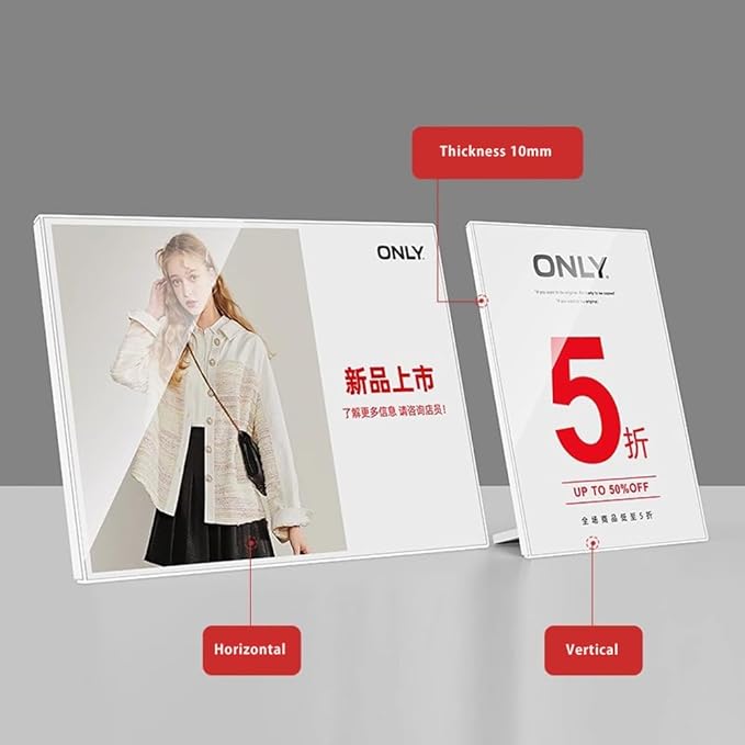 ECKEK Acrylic Sign Holder A3/A4/A5 Menu Displays L Shape Sign Stand Table Top - Image 2