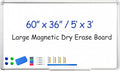 DEVELOP Large Magnetic Dry Erase White Board 60 x 36 Inches, Wall-Mounted 5' x by DEVELOP