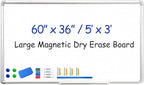 DEVELOP Large Magnetic Dry Erase White Board 60 x 36 Inches, Wall-Mounted 5' x by DEVELOP