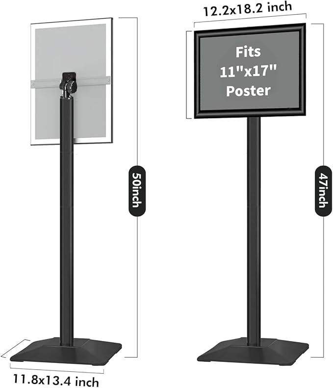 INNOVSIGN Heavy Duty Adjustable Pedestal Poster Sign Stand, 11x17 Aluminum Open - Image 6
