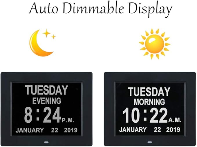 TMC 8 Inch Dementia Clock for Seniors – Large Auto-Dimming Calendar Display - Image 4
