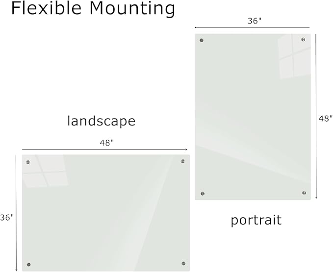 Glass Whiteboard 4' x 3', Magnetic Dry Erase Board Frameless Wall Mounting - Image 3
