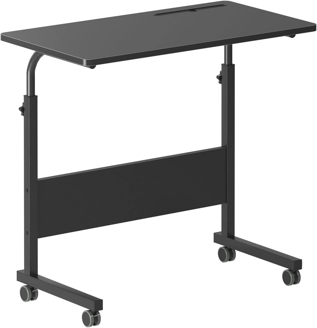 DlandHome Side Table 31.4 Inches w/Tablet Slot & Wheels Adjustable C Table